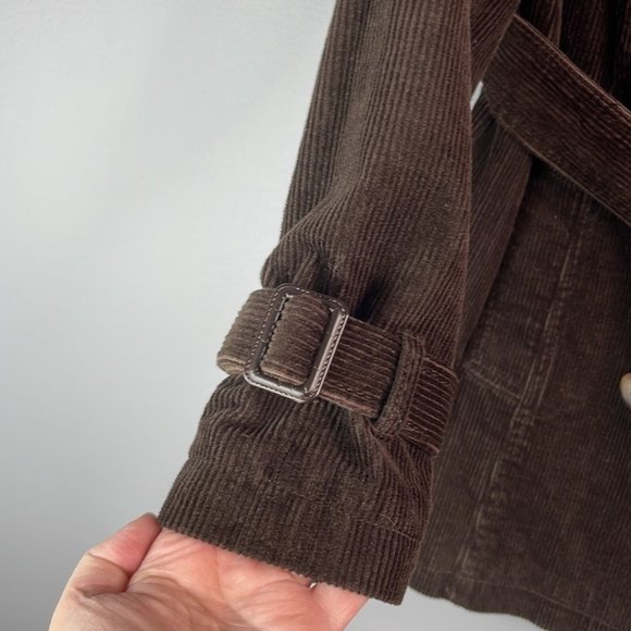 Weatherproof Corduroy Double Breasted Belted Trench Coat Jacket brown lined M - Picture 4 of 13